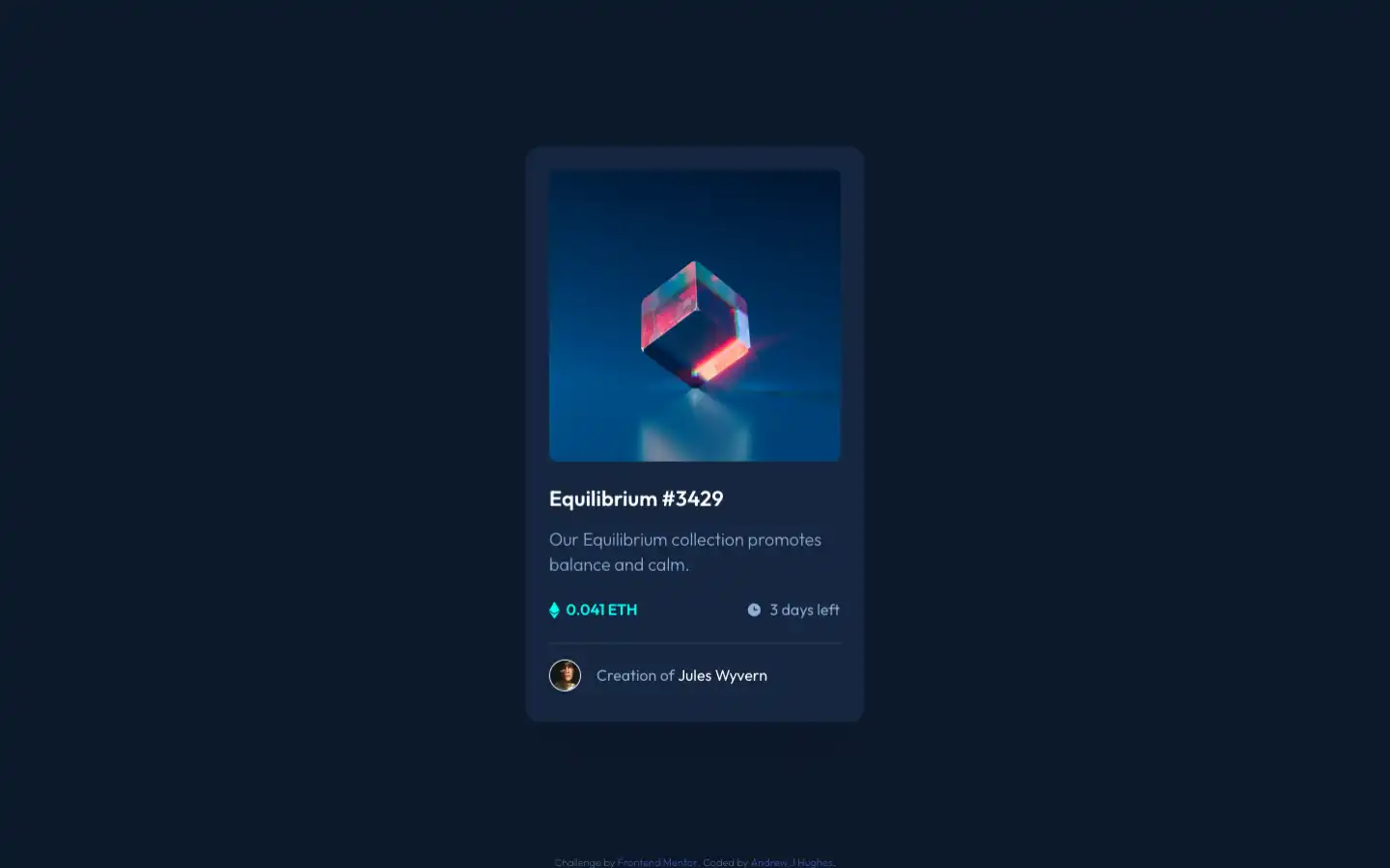 Screenshot of NFT Preview Card Component application interface